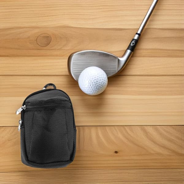2 stk. golfboldtasker med lynlås, sort minigolftaske med clips og stærk lynlås