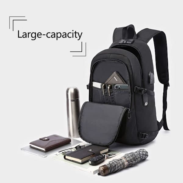 Anti-Theft Laptop Backpack, Business Travel Backpack with Lockable USB Charging Port