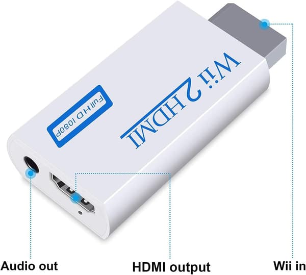 Wii til HDMI-konverter, Full HD 1080P videoadapterkonverter med