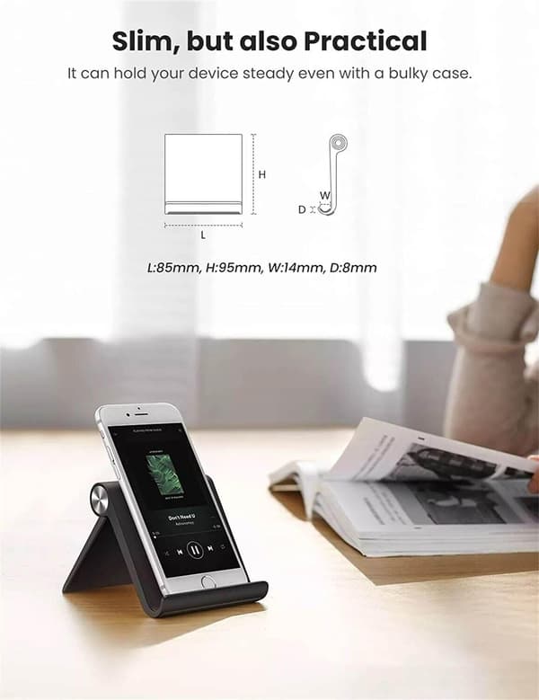 Mobilholder Telefonstativ, Sammenklappeligt, Bærbart, Kompatibelt med Telefoner & Tablets op til 7,9 tommer (Hvid)