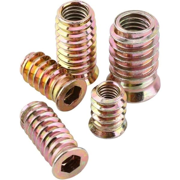 20-pack M6/M8/M10 Zinc Alloy Threaded Hex Nuts, Zinc Alloy Insert Nuts Assortment (M6×25mm)--