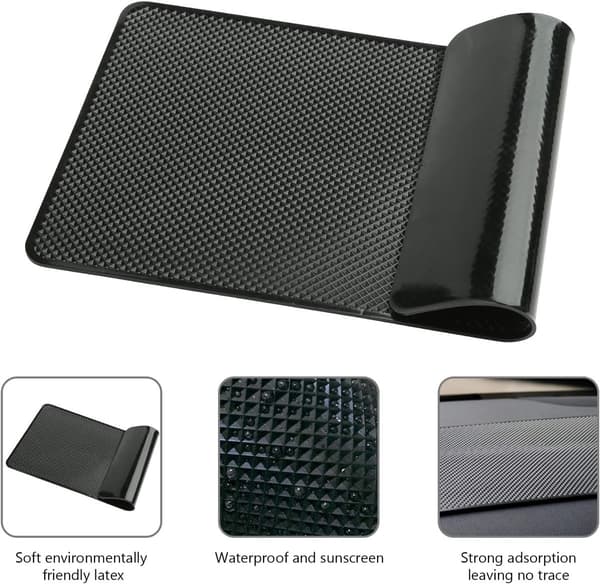 2 stk. 27 x 15 cm sklisikre matter til bilens dashbord, sklisikker matte til dashbordet