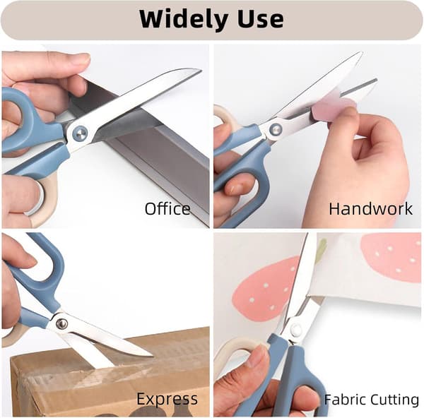 Multipurpose Scissors, Comfortable Handles, Sharp Shears for Office, Home, School, Crafts, Sewing, Fabric Supplies (6 Inch, Blue)