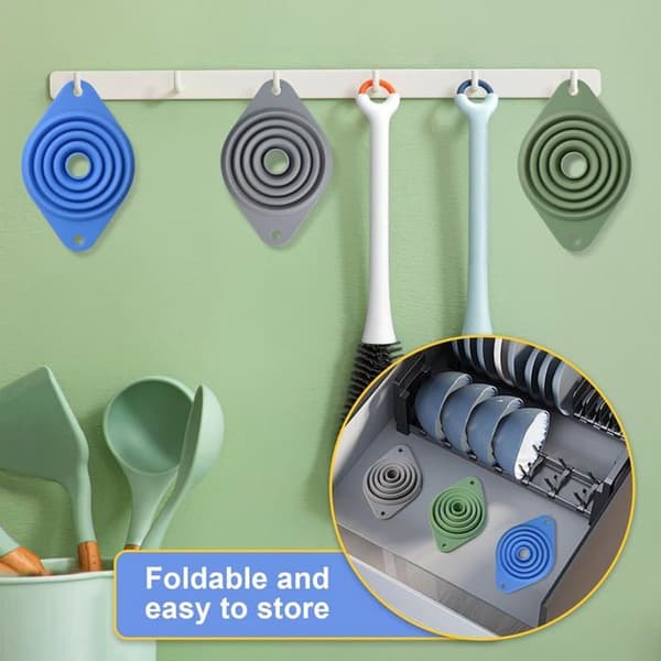 Kitchen Funnel Set (3 Pieces), Collapsible Silicone Funnels for Filling Small Bottles.
