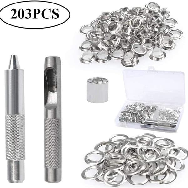 Grommet- och Ögla-Set, 100 Set Öglor 10mm Öglor Presenning Reparationsset med