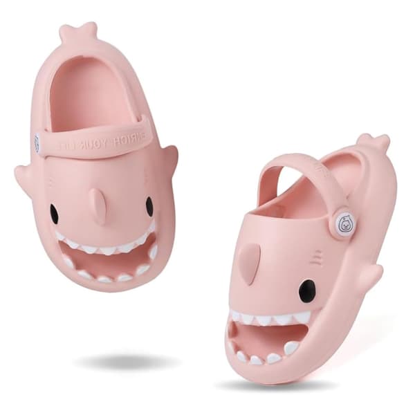 Shark Slippers with Thick & Soft Sole Size 27 - Pink - tfrf