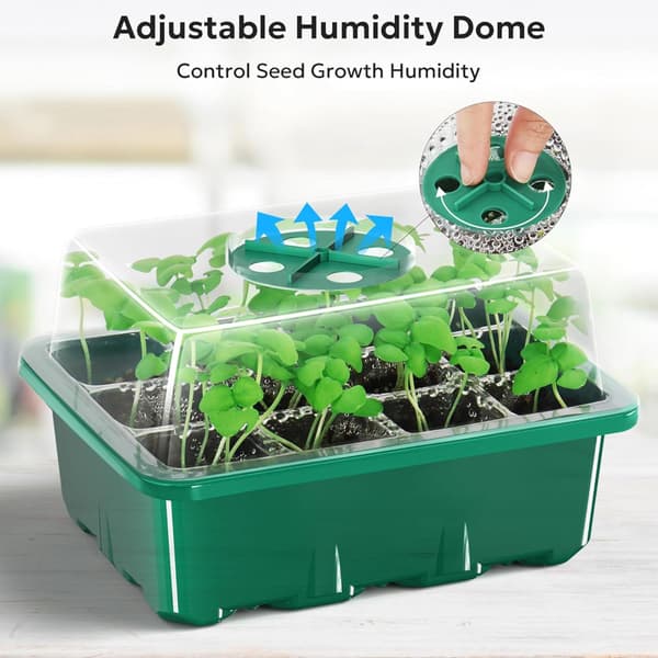 Seed Starter Tray with Humidity Dome, Durable Material Seed Starter Kit for Indoor Greenhouse Growing, Adjustable Humidity Dome Visible Clear