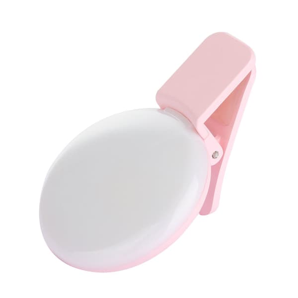 2 st Clip On Rund Universal LED-blixt för mobiltelefon/selfie (rosa)