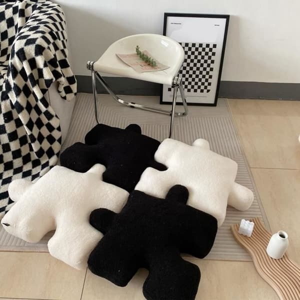 Soffapude Plys Pude Ultrablød Puslespil Pude Specialform Til Sofaseng Lys Sort Pude PUDE