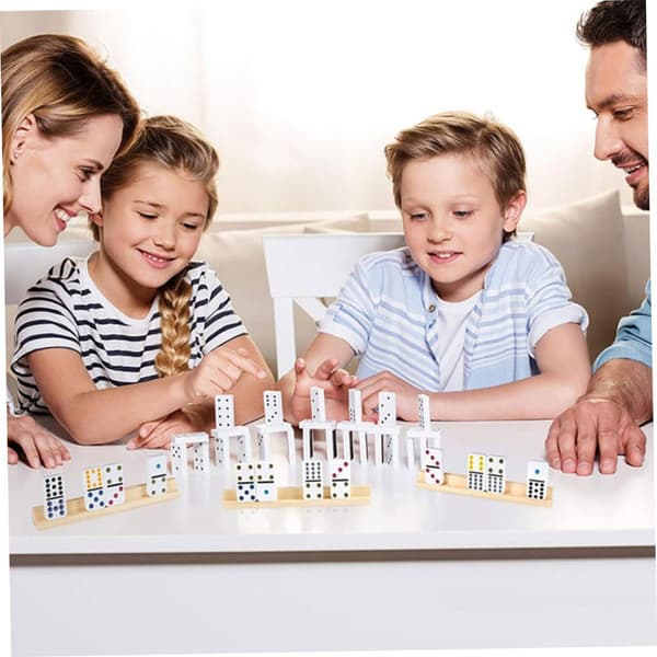 8 stk. dominoholdere i tre og bokstavdisplaystativ 19 cm multifunksjonelle DIY dominostativ i tre