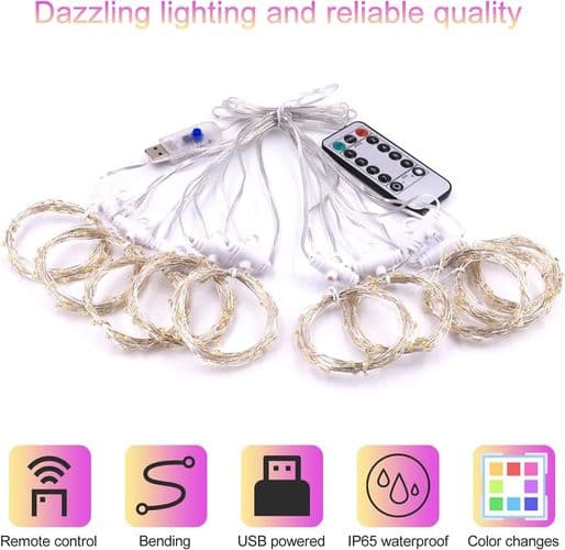 LED-valoverhot, valoverho 300 LED USB neljä väriä