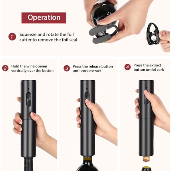 Rechargeable Electric Corkscrew Gift Box, Electric Wine Opener WITH Charging Station, Silicone Vacuum Stopper
