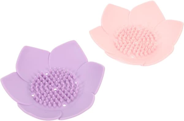 Soap Dish 2 Pcs Silicone Self-Draining Soap Holder with Suction Cups