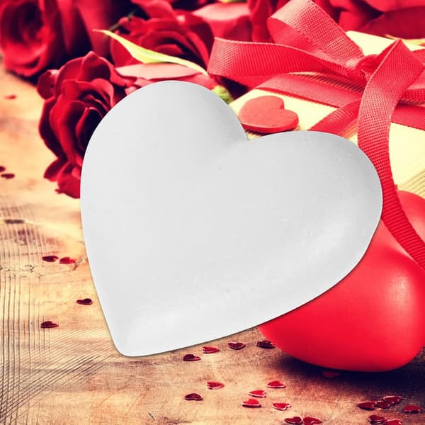 3 hvide skumhjerter til håndværk til Valentinsdag-dekorationer, bryllupshåndværk, skumhjerter i 60 mm