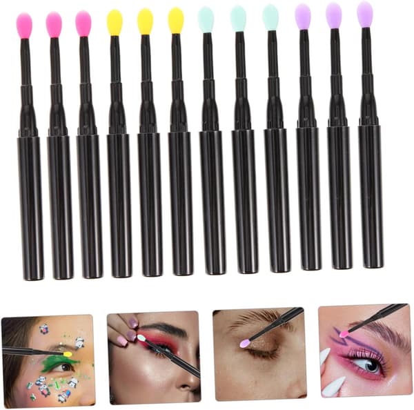 Silicone Lip Balm Applicator Small Silicone Brush 12pcs 11.5Cm Portable for Lip Gloss Application Women's Makeup Tool