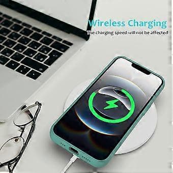 För iPhone 16e Skal Stöttåligt Flytande Silikon Mjukt Foder Baksida Telefonskal - Mörkgrön Dark Green