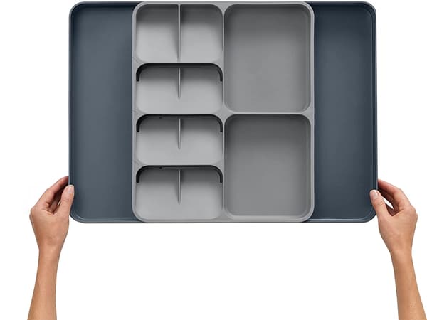 Extendable Cutlery Tray for Kitchen Drawer Plastic Grey 28–50x39 cm 868