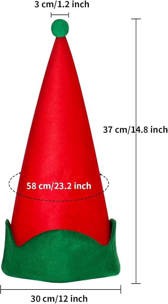 4 st gröna tomtehattar i filt, julhattar, juldekoration