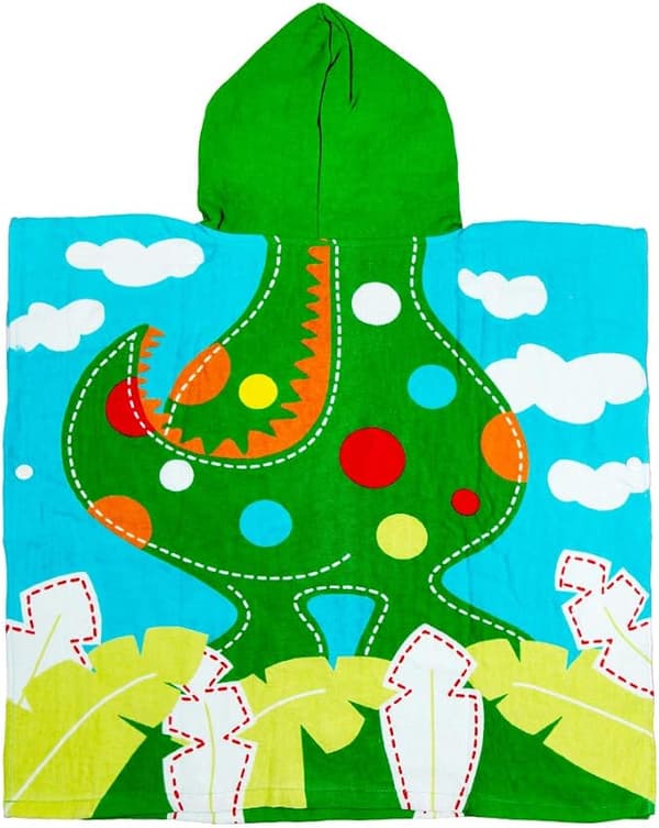 Børne Svømning Hurtigtørrende Badehåndklæde (Grøn Dinosaur 60x60cm)