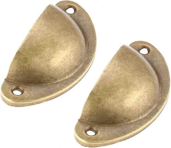 10 Pcs Brass Kitchen Cabinet Handles Retro Cabinet Handles Bowl Handles Half Moon Pull Handles with Screws