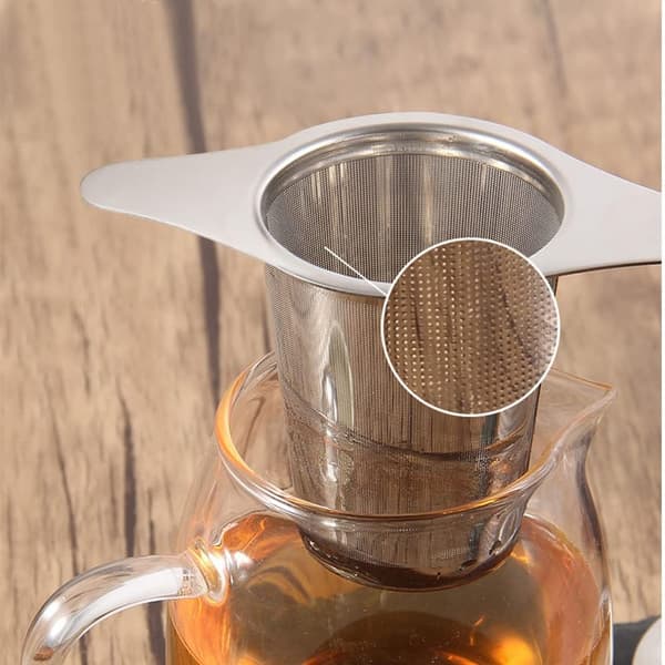 Stainless Steel Tea Infuser, 2 Pieces Tea Strainer with Lid, Tea Filter with Double Handles, Compatible with Teapots, Mugs, Cups