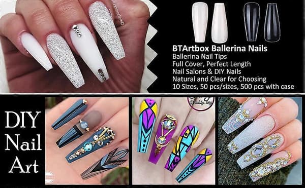 Long False Nails, Transparent Acrylic Nails, 500 Pieces Full Cover Fake Nails