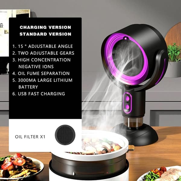 Røgrensende ventilator, bærbar røgfjernelsesventilator til indendørs grillning, hot pot, emhætte