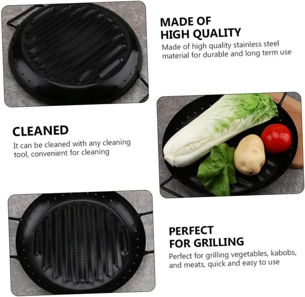 Rund bageplade i rustfrit stål til Churrasco, BBQ-grillning, køkkentilbehør, non-stick ovnform
