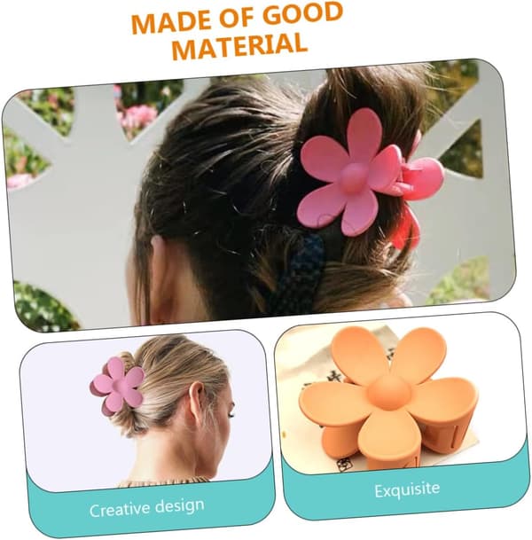 Matte blomsterhårklemmer 8 stk. store hårklemmer til kvinder afrundede kanter til styling