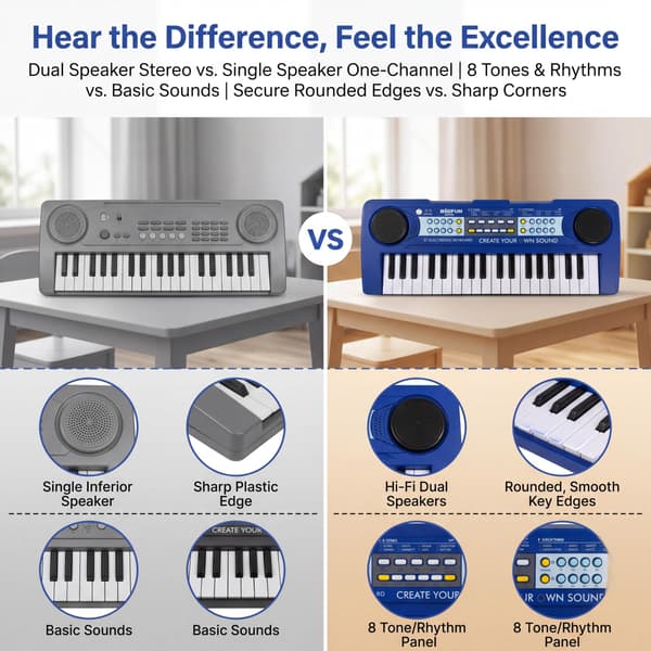 Raimy 37 tangenter keyboardpiano för barn med mikrofon och dubbla högtalare Blå Blue