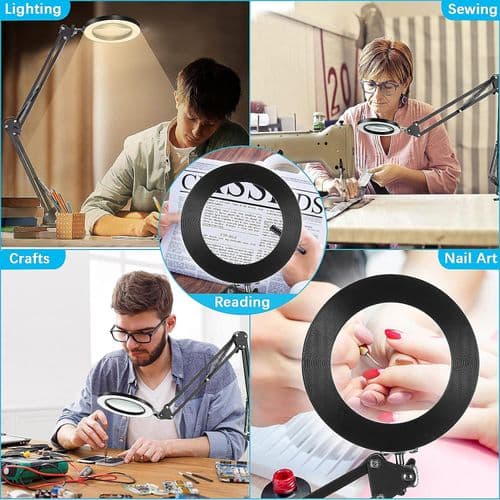 5x Magnifying Glass with Light, Illuminated Magnifier, Magnifying Lamp, 3 Color Modes