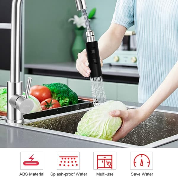 Extendable Spray Faucet 2 Modes Kitchen Spray Faucet Black Extendable Kitchen Spray Plastic Replacement Shower Head Bathroom Shower Head