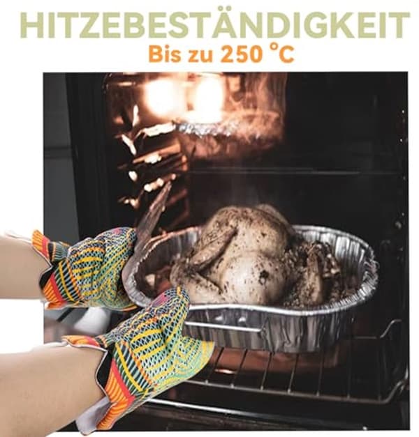 Fun Heat Resistant Oven Mitts for the Kitchen - Non-Slip, Cotton, Hangable