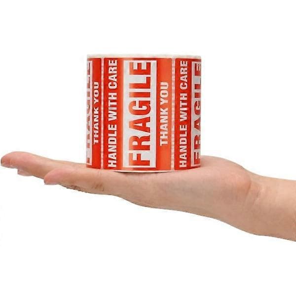Fragile Labels 4 Rolls 76.2mmx50.8X500 Sheets Fragile - with handle