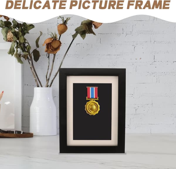 Elegant træskyggeboks til medaljer med glas og pap, elegant fotoramme til hjemmet