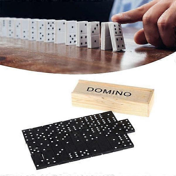 28 dele sort domino sæt finpoleret træ domino spil rejse domino til
