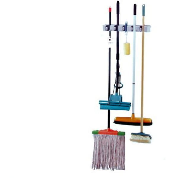 Wall-mounted 11-piece accessory system with 5 garden/tool holders and 6 hangers - 405 mm length - Black - Storage system