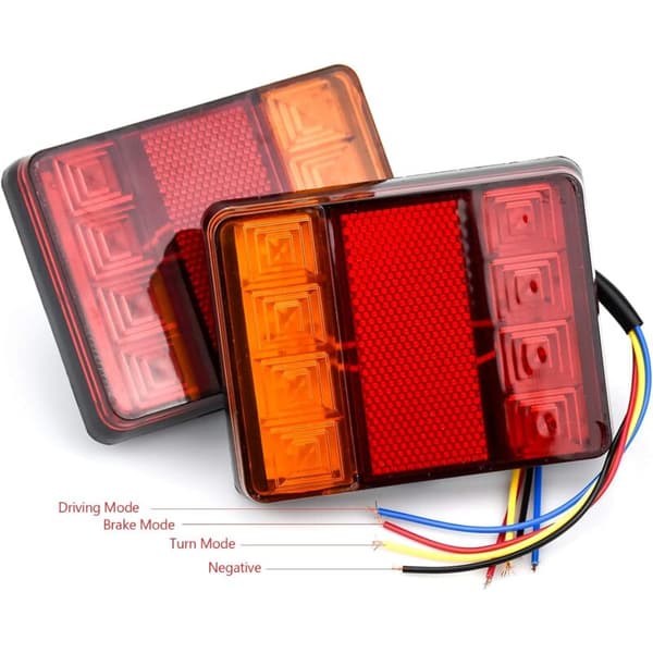 2 st 12V LED Baklyktor, Multifunktionella Baklyktor för Traktor Lastbil Släpvagn - 12x9.5cm - Spänning: 12V