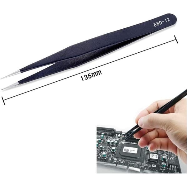 6-piece precision tweezer set, anti-static tweezers, used for electronics, jewelry, crafts, laboratory work, hobbies