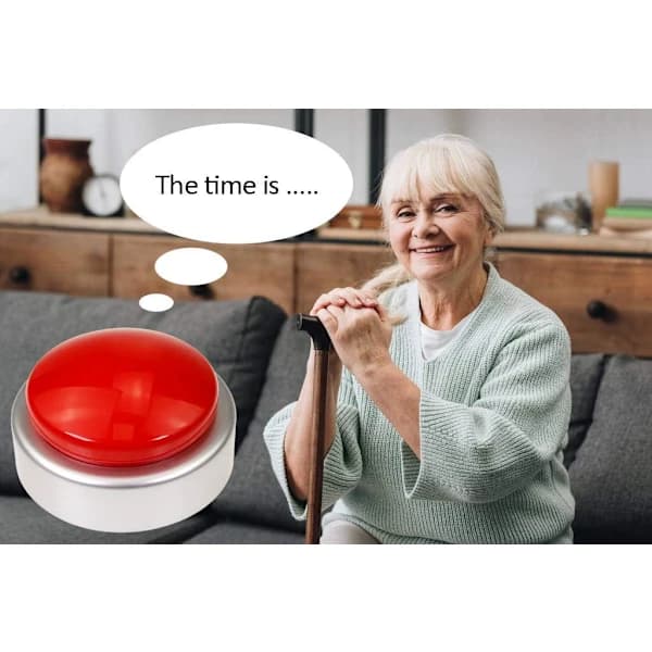 Talking alarm clock with voice message for time, date and day, large button for the blind, elderly and visually impaired, red silver
