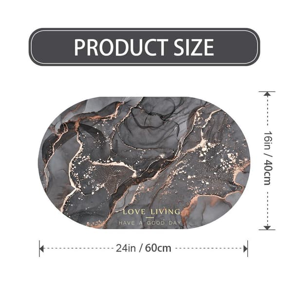 Diatomaceous Earth Mat Oval Absorbent Floor Mat Bathroom Door Non-Slip Foot Mat Quick Drying