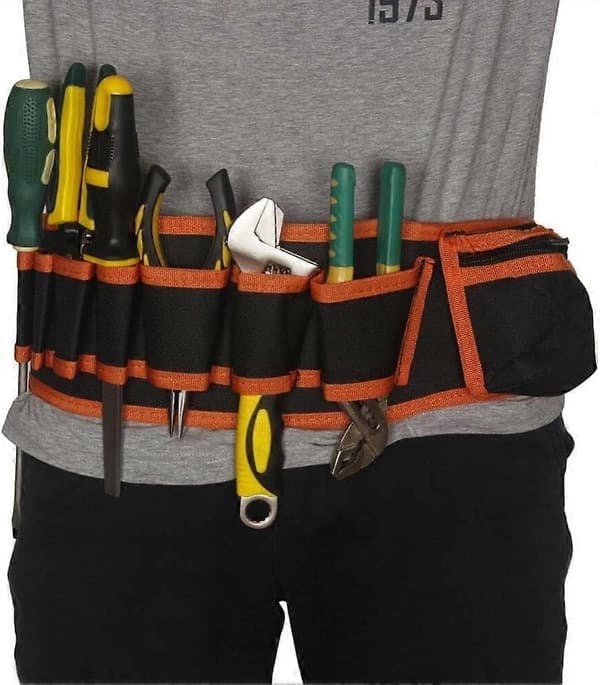 Canvas Tool Bag, Electrician, Waterproof Tool Bag, Belt Bag for Garden Tools and Home Improvement Tools