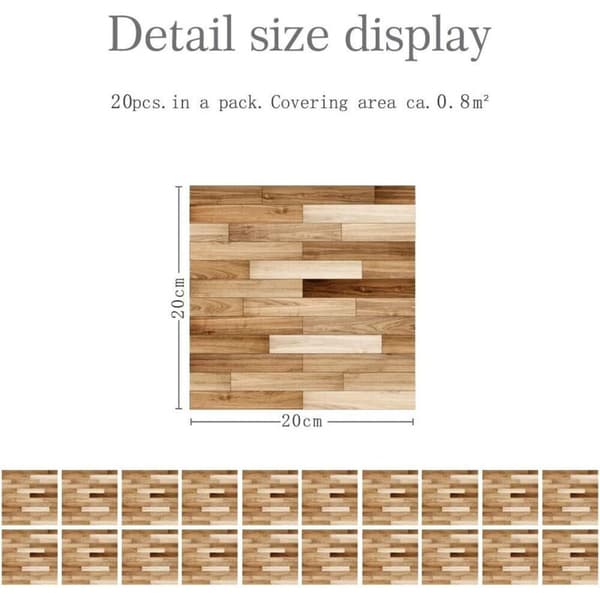 Decorative Self-Adhesive Tile Decals for Bathroom and Kitchen, 20 Pieces, Various Wood Grain Patterns, Waterproof