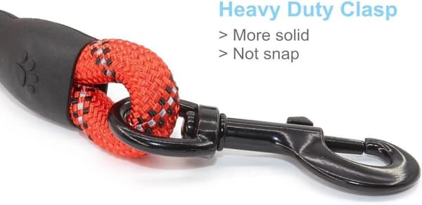 Nylon Dog Leash with Padded Handle and Reflective Light, Strong Pet Leash, Round Rope Reflective Dog Leash Red M