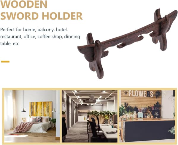 Decorative Wooden Sword Stand for Desk with Strong Bearing Capacity