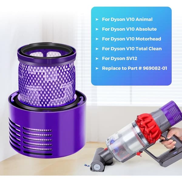 Filter til V10 SV12, Filter til Cyclone V10 SV12-serien V10 Absolute/Animal/Total Clean Støvsuger, Erstatningsfilter - 4 stk.