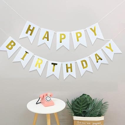 Happy Birthday Flag Banner Sequin Balloon Set (Platinum), Party