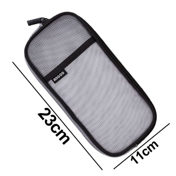 Mesh Pencil Case Transparent Simple Office Organizer Black KLB