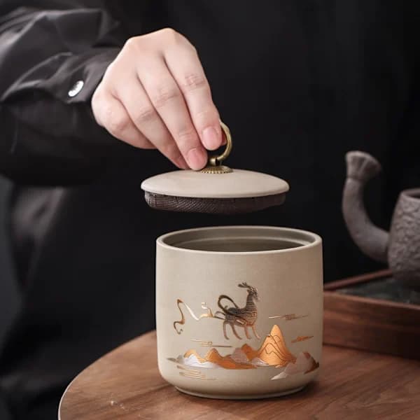 1 Stoneware Large Ceramic Storage Jar Sealed Jar Pet Ash Memorial Urn