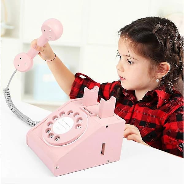 Babylegetøjstelefon Trælegetøjstelefon Retro Telefonlegetøj Legetøjstelefon til Børn Roterende Telefon Legetøjssæt/BL